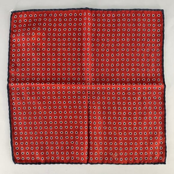 BRUNELLO CUCINELLI Burgundy Navy Paisley Pocket Square - Picture 1 of 2